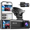 REDTIGER Dashcam 4K - Telecamera per auto anteriore e posteriore, WiFi 5,8 GHz, Starvis 2, visione notturna, schermo da 3,18, grandangolo 170°, modalità parcheggio 24h, max 512 GB (F7NP-N)