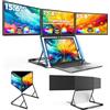 HONGO Triple Monitor Portatil 15.6 1920×1080 FHD IPS per Laptop, Schermo Portatile PC, Portable Monitor per Windows/MasOS, Connettività USB C e HDMI(È necessario installare il Driver)
