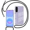 Tikgue Cover per Samsung Galaxy A57 5G, Custodia con Cordino Silicone Glitter Brillantini Trasparente Morbida Cover con Collana Sottile Protettiva Bumper Antiurto TPU Case - Nero