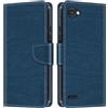Shantime Custodia Portafoglio in Pelle Compatibile con LG Q6, Cover Colorata Flip con Portacarte, Chiusura Magnetica Protettiva(Blu)