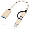 AIYEEN 2-in-1 Adattatore da USB C/Micro a USB, da USB C a USB 3.0, cavo Adattatore da USB ad Android OTG Compatibile con MacBook Pro Android Google Samsung e altro, Oro Torsione