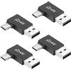 QIANRENON USB3.1 Maschio a USB C Maschio 90° Angolo Adattatore 10Gbps USB3.1 Spina a USB C Spina Destra Angolo Connettore QC60W/PD15W (solo A a C), per Wall Charger PC Laptop,4Pcs (Curva Destra)