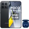XIAOMI POCO F8 Pro 5G Smartphone da 12+512 GB, Tripla fotocamera da 50 MP con OIS, Schermo AMOLED da 6,59 120 Hz, Snapdragon 8 Elite,Hypercharge 100W,nero,incluso cuffie smart incluse blu