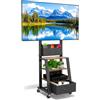 Hellsehen Mobile porta TV con ruote, cassetto e 3 ripiani per TV piatti/curvi da 23-60, mas 72 kg, per LCD/LED/OLED. Carrello mobile con altezza regolabile per casa, ufficio e esterni, VESA mas 400x400mm