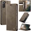 Teeirllim Cover per Samsung Galaxy S22 5G, Premium PU Wallet Libro Carta Fessura Portafoglio, Magnetica Antiurto Flip Pelle Cavalletto Custodia Supporto Cover per Samsung S22, Caffè