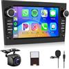 Hodozzy 【2+64G】Hodozzy Carplay Autoradio per Opel Astra Antara Vectra Corsa Zafira Meriva Vivaro Combo,7 Pollici Stereo auto Bluetooth con Android Auto/WiFi/GPS/RDS/FM/USB+Telecamera Retromarcia,Nero
