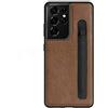 Hikaka Custodia per telefono in pelle con stilo S-Pen slot per presa per Samsung S21 Ultra, elegante custodia per telefono in pelle Business Cover posteriore protettiva antiurto con stilo S-Pen slot
