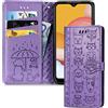 IMEIKONST Custodia per Samsung Galaxy A14 5G, Cover Libro Magnetica Portafoglio Supporto Cellulare Slot Porta Carte Pelle Protezione Completa Case per Samsung A14 4G. Gatto Cane Viola chiaro SD