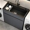 Qwerjkl Lavello Autoportante Esterno con Mobile Alluminio Nido d'Ape, Lavandino Acciaio Inox con Rubinetto Miscelatore e Dispenser Sapone, per Garage/Giardino, Grigio, 68x45x85 cm