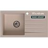 empiria SINK QUALITY SINK QUALITY Lavello Cucina in Granito Beige con Gocciolatoio 77x43 cm - Lavandino ad Incasso per Mobile da 45 cm - Incluso Sifone e Impregnante, Beige