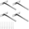 Elegrip Staffe per Mensole Galleggiante, 125 mm Supporti Mensole Invisibili a T, Staffa da Parete per Mensole in Metallo per Cucina, Camera da Letto, Garage 4 Pezzi Argento