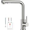 FORIOUS Miscelatore Cucina A Bassa Pressione, Miscelatore Monocomando Acqua Calda E Fredda, Rotazione A 360°, Adatto Per Caldaie E Dispositivi Sotto Lavello, Acciaio Inossidabile