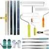 Qurxuanwe Kit di Strumenti Autolivellante per Pavimenti con Scarpe Chiodate,Rullo Frangibolle,Asta Telescopica e Spatola in Acciaio Inox, Raschietto Pavimento Autolivellamento Epossidici per Livellare la Parete