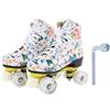 Cerlyiont Roller Skate a Doppia con Ruote Bianche Graffiti per Adulti e Ragazzi Taglia 38 - Ideali per Piste Indoor e Outdoor