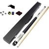 APLVFFZH Biliardo Stecca da Gioco Mazza Snooker Pool Due Sezioni con Custodia Guanto Gesso in Legno Acciaio Inossidabile Funzionale Adatta per, Punta Nera mm