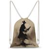 Jubonexis Zaino in tela con coulisse, motivo cowboy occidentale astratto, borsa leggera da palestra, per uomini e donne