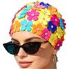 Wefdfsy Cuffia Da Nuoto Per Donna | design floreale di strass | cuffia da bagno fashion,Per Donne Ragazze Madri Istruttori Casa Bagno Viaggio Spiaggia Piscina Acque Libere Vasca Idromassaggio
