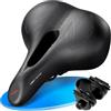 TECHCYC Sella per Bicicletta Comoda, Sella Bici in Memory Foam Morbido Ampia, Sella da Bicicletta in Gel, Uomo Donna Sellino Bicicletta Traspirante Ergonomica per Biciclette da Strada, MTB, Bicicletta