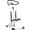 SPORTNOW Stepper con manubrio, gradino fitness pieghevole, 12 livelli di resistenza regolabili separatamente, schermo LCD, supporto bottiglie, 2 ruote, pedali antiscivolo, gradini, bianco e nero