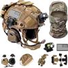LZAQHMT Casco Tattico Da Softair 4 In 1 Sistema Di Sospensione Regolabile Migliorato Con Cuffie, Copricasco Passamontagna Per Equipaggiamento Paintball, Cosplay Cosplay Militare(Black)