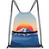 Generic Sportiva Sacche Sunset Mountain Borsa con Coulisse Portatile Sport Gym Sacca Borsa Multifunzione per Shopping Sport