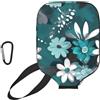 CNTDBU Custodia per pagaia in neoprene con tasca a rete, moschettone per borsa da palestra, motivo floreale, colore: grigio e bianco