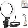 NEEWER BASICS 5 LED Ring Light da Tavolo con Supporto, Morsetto Monitor, 10W Luce Anello Compatibile con iPhone Computer Laptop Webcam Telefono per Selfie Trucco Video Zoom Videoconferenza, Nera BR60
