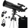 Celestron 22030 Travel Scope Telescopio rifrattore portatile con obiettivo 80mm, ottica in vetro completamente rivestita, pacchetto software di astronomia bonus e adattatore smartphone per digiscopia