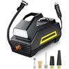motomoyo Compressore Aria 12V Portatile per Auto, Gonfiatore Pneumatici con Arresto Automatico, Display LCD e Luce LED, Portata 35L/Min, Cavo 2.8m per Auto, Moto, Bici