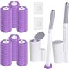 JIYANA Monouso Scopino Bagno WC, confezione da 2 con manico estensibile e supporto. Spazzolone Bagno WC, fornito con 54 ricariche per la pulizia di bagni, vasche da bagno, lavandini e pavimenti (Viola)