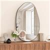 NEUWEABY Specchio da parete irregolare, Specchio da bagno asimmetrico Argento, Grande specchio da bagno unico nel suo genere 85x 52 cm Forma moderna Spogliatoio per ingresso soggiorno