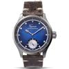 Viqueria Prometeo Automatico Acciaio Blu Argento Pelle Marrone Zaffiro Vintage Orologio Uomo