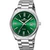 MEGALITH Orologio Uomo Acciaio Inossidabile: Analogico Affari Orologi con Fecha Luminosa - Regalo per Lavoro Uomo Anniversario Compleanno Festa del Papà - Argento Verde