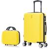 CELIMS - Valigie leggere approvate da più di 100 compagnie aeree per un viaggio in tutta sicurezza, giallo, Cabine 55 cm + Vanity 12 Pouces