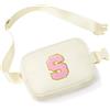 YOOLIFE Marsupio con lettere per bambine, regalo per bambine dai 3, 4, 5, 6, 7, 8, 9, 10, 11, 12 anni, regalo personalizzato per donne, fidanzate, sorelle, mamme, beige., S