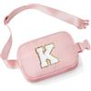 YOOLIFE Marsupio con lettere per bambini e bambine, regalo per ragazze 3 4 5 6 7 8 9 10 11 12 anni, personalizzato per adolescenti regali per donne fidanzate sorelle mamma, Colore: rosa., K