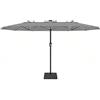 Garvee Ombrellone Giardino Rettangolare 15 Piedi Con Luci Solari LED, Base Inclusa, Protezione UV 50+, Sistema Manovella, Per Terrazza Giardino Piscina Mercati