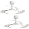 YASTA Ventilatore Da Soffitto con Luce e Telecomando, 2 Pezzi, con Pale Retrattili a Scomparsa, 80W, 3 Temperature Di Luce Fredda Calda Naturale, Bianco Silenzioso Ultra Slim Lampadario Moderno