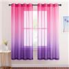 NICETOWN Tende decorative - Tenda a colori cambiati in voile sfumato lino pannelli soggiorno bella resa per camera da letto, L 140 x H 175 cm, fucsia/viola, 2 pezzi