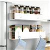 TIANLIN Portaspezie da Parete, 2 Pezzi Mensole Magnetiche Frigo, Magnetico Ripiano Magnetico per Frigorifero, Bianco, con 4 Ganci, per Uso in Cucina e Bagno