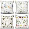 Hnmdmyi Copricuscino Fiori 40x40 Set di 4, Colorato Fiore Selvatico Verde Foglia Pianta Botanica Decorativo Copricuscino Quadrato Lino Copricuscino per divano letto giardino esterno Home Decor