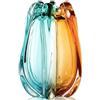 XMGZQ Vaso in vetro soffiato a mano per decorazione, vaso di fiori grande e pesante a bocca larga, stile Art Déco Murano color teal ambra, centrotavola per soggiorno, moderno stile bohémien, accento per la