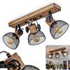 hofstein Lampada a soffitto Orny, lampada dal design vintage in legno/metallo in marrone/nero con paralumi in ottica reticolare, con travi in legno, cavi tessili e faretti regolabili, 3xE27, senza lampadina/e