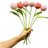 Urier - Bouquet di tulipani in crochet di 6 pezzi, 38 cm Bouquet intrecciati a mano, fiori artificiali in crochet fatti a mano in cotone, tulipani in bulk per la decorazione della casa, centrotavola