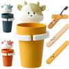 DXIA Porta Spazzolino Con Portaspazzolino Per Bambini, Bicchiere Portaspazzolini Con 3pcs Portatile Custodia Per Spazzolino, Bath Spazzolino Dentifricio Tazza Per Spazzolini E Dentifricio(Beige)