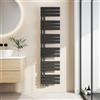 EMKE Scaldasalviette termoarredo, con Attacco Laterale, 1599x400 mm, Radiatore da Bagno, Scaldasalviette per Asciugamani ad Acqua Calda,Porta Asciugamani, Scaldasalviette, Colore Nero, 684 Watt