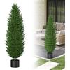 UISEBRT 2 piante artificiali da 150 cm, pianta artificiale protetta dai raggi UV in vaso, pianta decorativa con effetto naturale, per casa, balcone, terrazza, interni ed esterni, cipresso