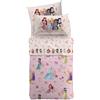 Caleffi Completo Lenzuola Piazza e Mezzo Disney Principesse 100% Cotone - Set Letto Bambini con Lenzuolo Sotto Angoli 130x200+25,Lenzuolo Sopra 180x280 e Federa Double Face 50x80 cm