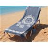 o-day Telo Mare con Angoli e Tasche 70x180cm - Asciugamano Mare Cotone Fouta 100% Per Lettino e Spiaggia (Acchiappasogni - Blu Stellato)