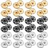 FdcLixuvol Set di 24 bottoni a pressione da cucire, 25 mm, grandi, da cucire, per tessuti, metallo, bottoni a pressione per riparare indumenti (oro, nero, argento)